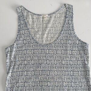 J. Crew Blue and White Geometric sequined Scoop Neck Tank Top size XS